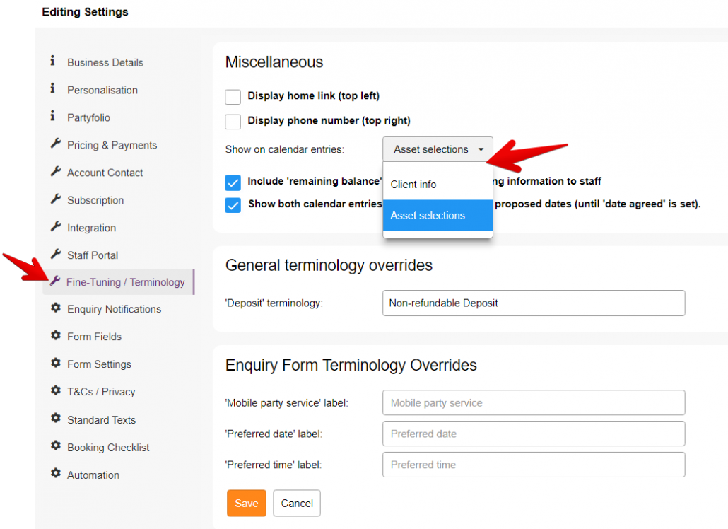 Change Calendar Settings