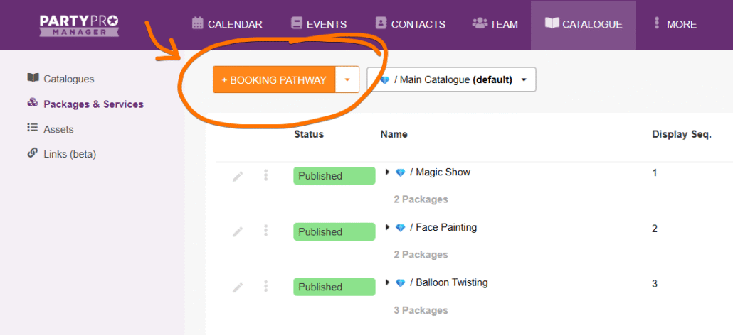 Booking Pathways UI example